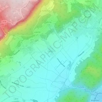 Topografische kaart Gaaden, hoogte, reliëf