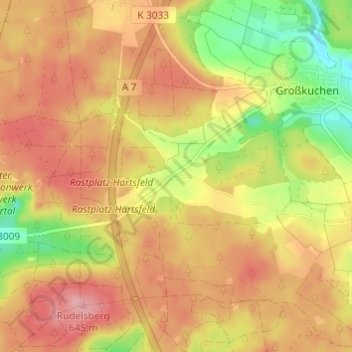 Topografische kaart Rotensohl, hoogte, reliëf