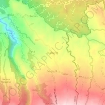 Topografische kaart Isabang, hoogte, reliëf