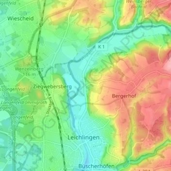 Topografische kaart Unterberg, hoogte, reliëf