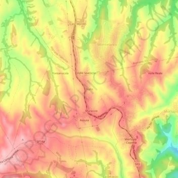 Topografische kaart Trullo, hoogte, reliëf