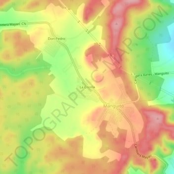 Topografische kaart La Criolla, hoogte, reliëf