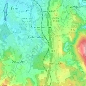 Topografische kaart Fürsetz, hoogte, reliëf