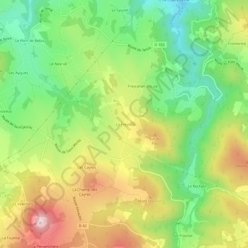 Topografische kaart La Freyde, hoogte, reliëf