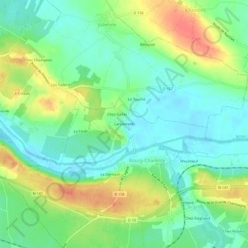 Topografische kaart Lancement, hoogte, reliëf