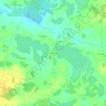 Topografische kaart La Charronnerie, hoogte, reliëf