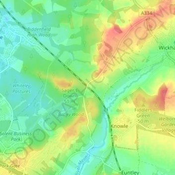 Topografische kaart Tapnage, hoogte, reliëf