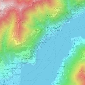 Topografische kaart Vergonzano, hoogte, reliëf
