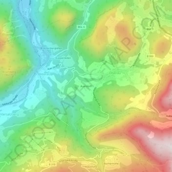 Topografische kaart Auerdörfl, hoogte, reliëf
