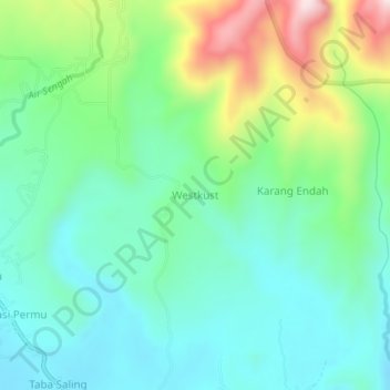 Topografische kaart Westkust, hoogte, reliëf