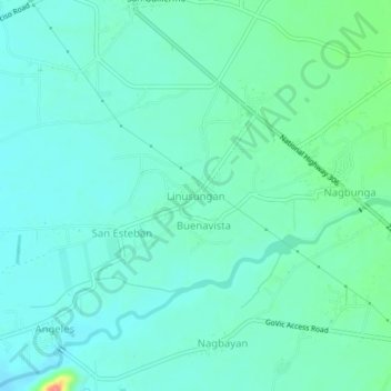 Topografische kaart Linusungan, hoogte, reliëf