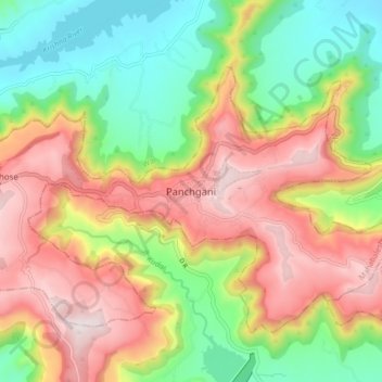 Topografische kaart Panchgani, hoogte, reliëf