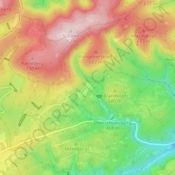 Topografische kaart Festenburg, hoogte, reliëf