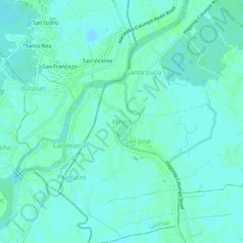 Topografische kaart Meyto, hoogte, reliëf