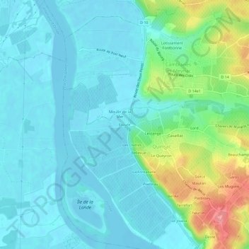 Topografische kaart Escute, hoogte, reliëf