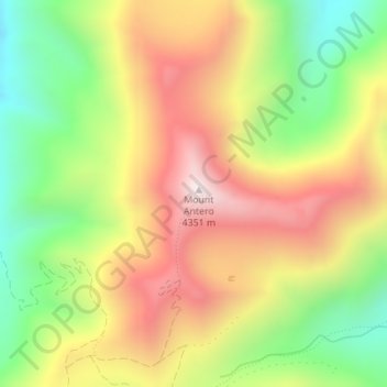 Topografische kaart Mount Antero, hoogte, reliëf