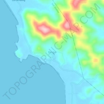 Topografische kaart Binga, hoogte, reliëf