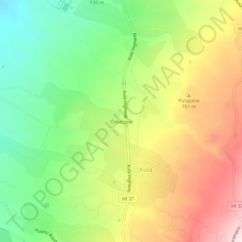 Topografische kaart Omaopio, hoogte, reliëf