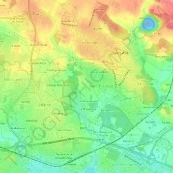 Topografische kaart Mangorvenec, hoogte, reliëf
