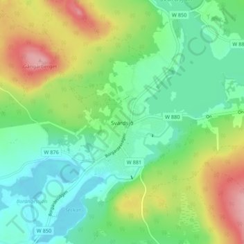 Topografische kaart Svärdsjö, hoogte, reliëf