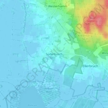 Topografische kaart Süderbusch, hoogte, reliëf