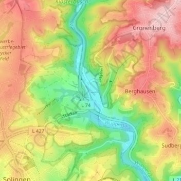 Topografische kaart Kohlfurth, hoogte, reliëf