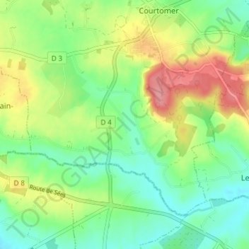 Topografische kaart L'Osier, hoogte, reliëf