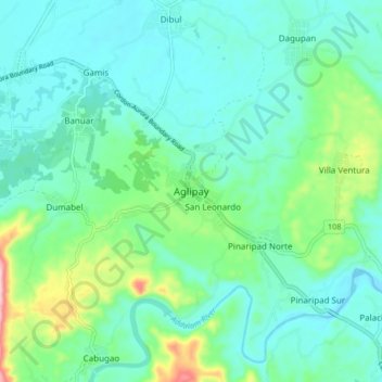 Topografische kaart Aglipay, hoogte, reliëf