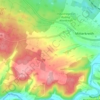 Topografische kaart Nassen, hoogte, reliëf