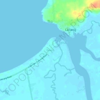 Topografische kaart Rawis, hoogte, reliëf
