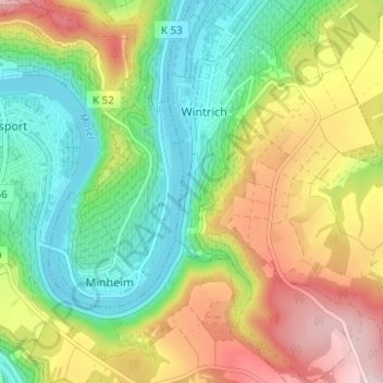 Topografische kaart Geierslay, hoogte, reliëf