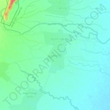 Topografische kaart Pyin Taw U, hoogte, reliëf