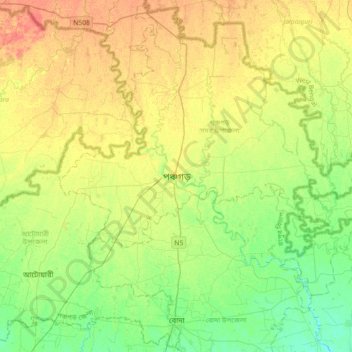 Topografische kaart Panchagarh, hoogte, reliëf