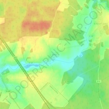 Topografische kaart Echou, hoogte, reliëf