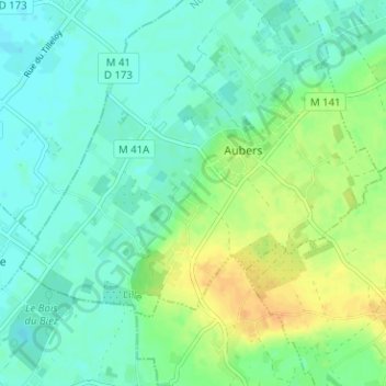 Topografische kaart Le Bas Pommereau, hoogte, reliëf