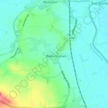 Topografische kaart Walkeringham, hoogte, reliëf