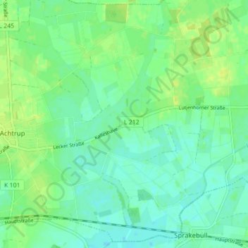 Topografische kaart Kalleshave, hoogte, reliëf