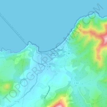 Topografische kaart Losari, hoogte, reliëf