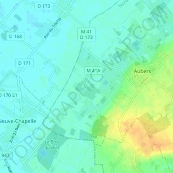 Topografische kaart Piètre, hoogte, reliëf