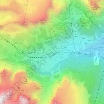 Topografische kaart Rön, hoogte, reliëf