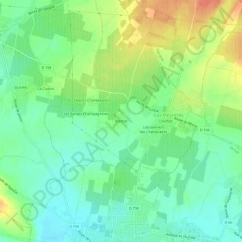 Topografische kaart Brassac, hoogte, reliëf