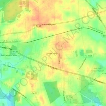 Topografische kaart Jasper Heights, hoogte, reliëf