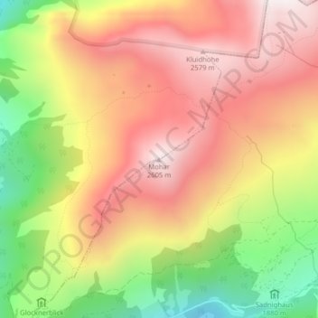 Topografische kaart Mohar, hoogte, reliëf