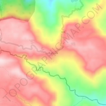 Topografische kaart Bataan, hoogte, reliëf