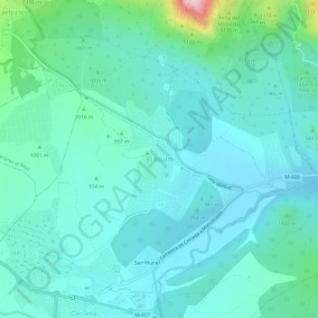 Topografische kaart El Boalo, hoogte, reliëf