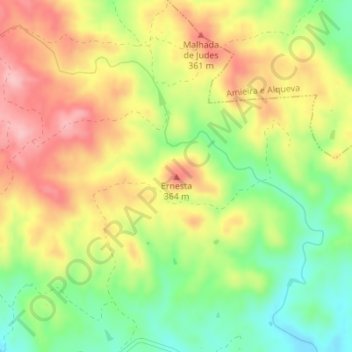 Topografische kaart Ernesta, hoogte, reliëf