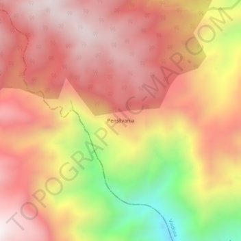 Topografische kaart Pensilvania, hoogte, reliëf