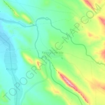 Topografische kaart Pampa Colorada, hoogte, reliëf