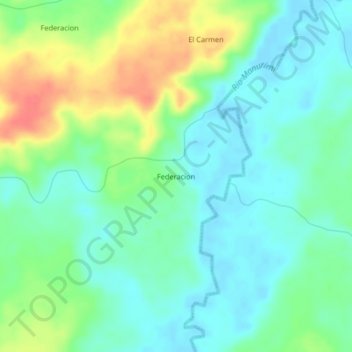 Topografische kaart Federacion, hoogte, reliëf