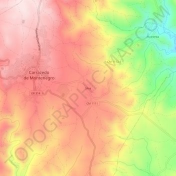 Topografische kaart Silva, hoogte, reliëf